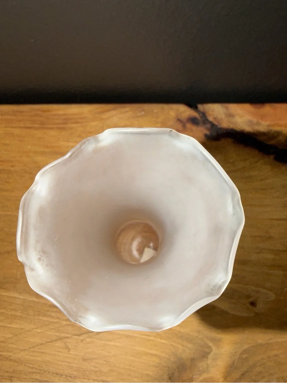 Vintage Napco Pink Satin Glass Ruffled Bud Vase MCM Frosted Flower Vase Cottage